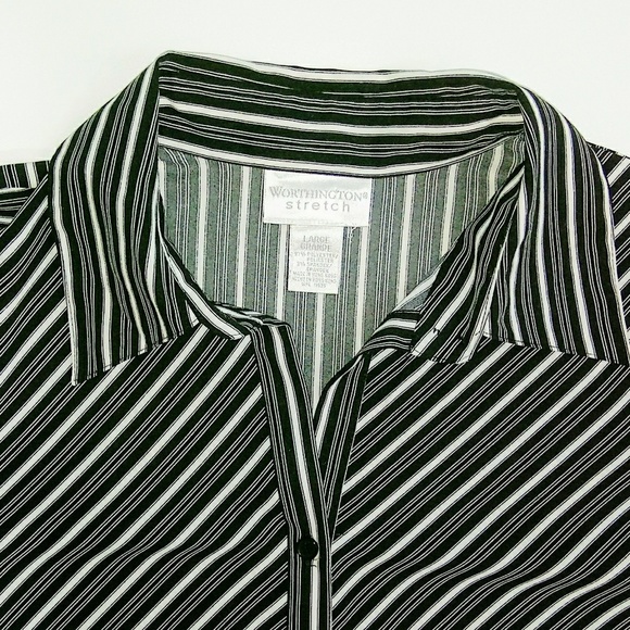 Worthington Stretch Black&White Blouse - Picture 4 of 4